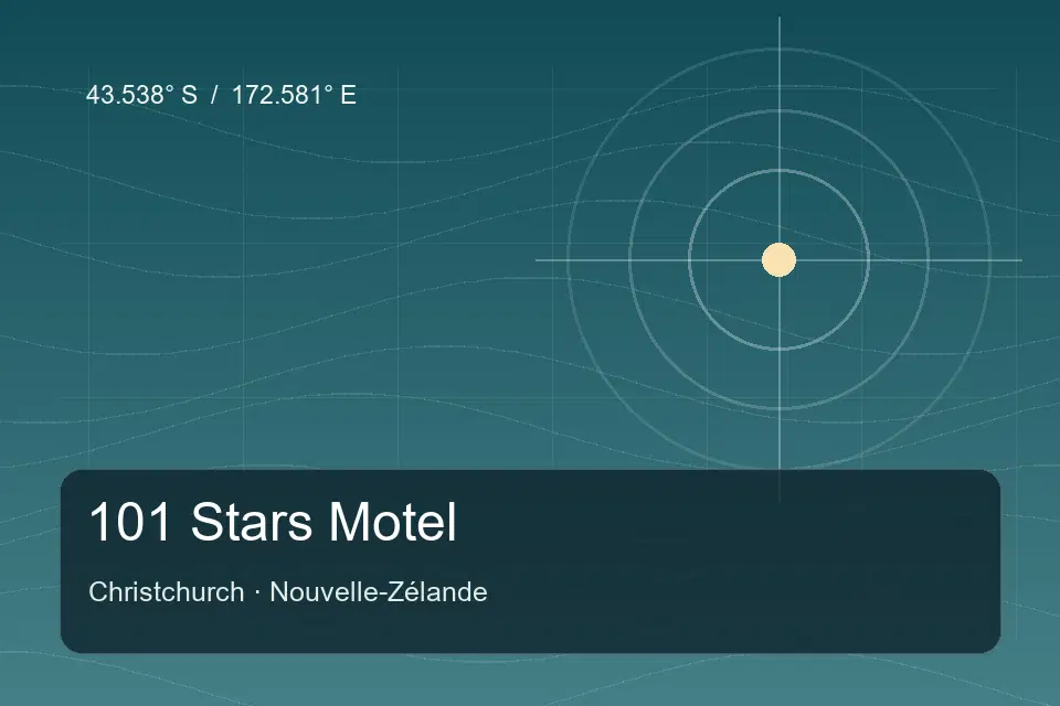 Illustrated geographic marker for 101 Stars Motel in Christchurch