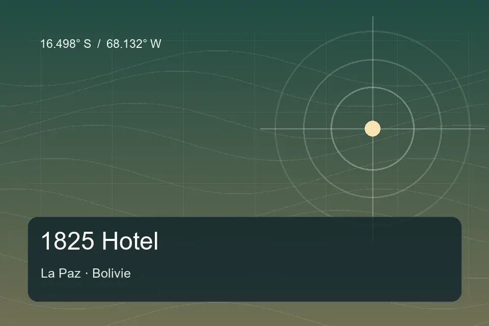 Illustrated geographic marker for 1825 Hotel in La Paz