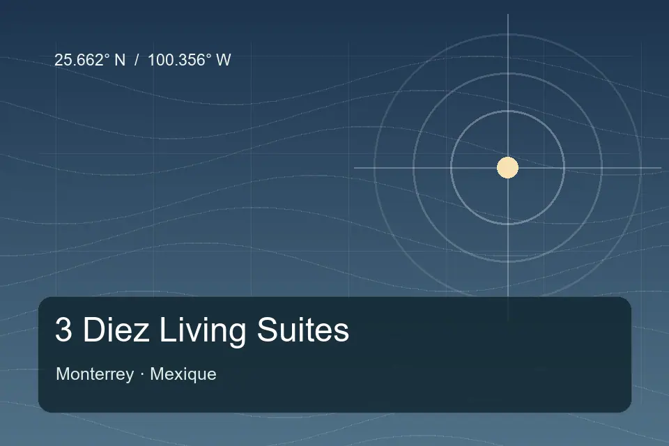 Illustrated geographic marker for 3 Diez Living Suites in Monterrey