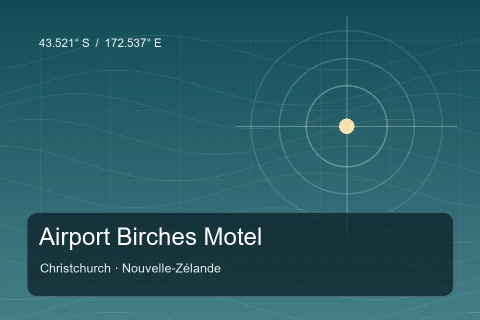 Illustrated geographic marker for Airport Birches Motel in Christchurch