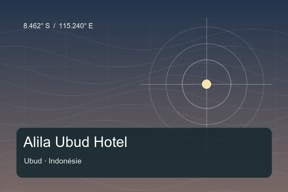 Illustrated geographic marker for Alila Ubud Hotel in Ubud