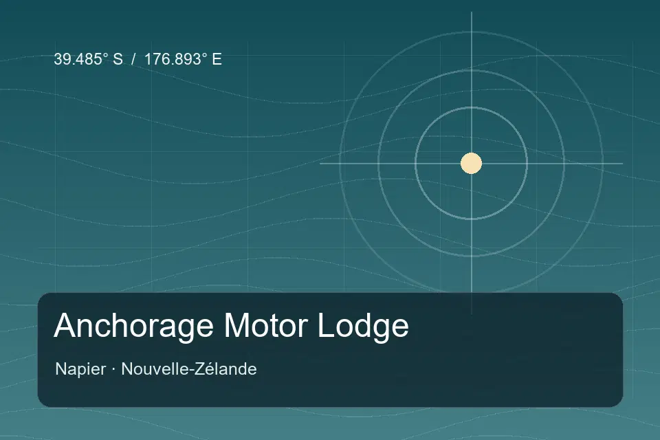 Illustrated geographic marker for Anchorage Motor Lodge in Napier