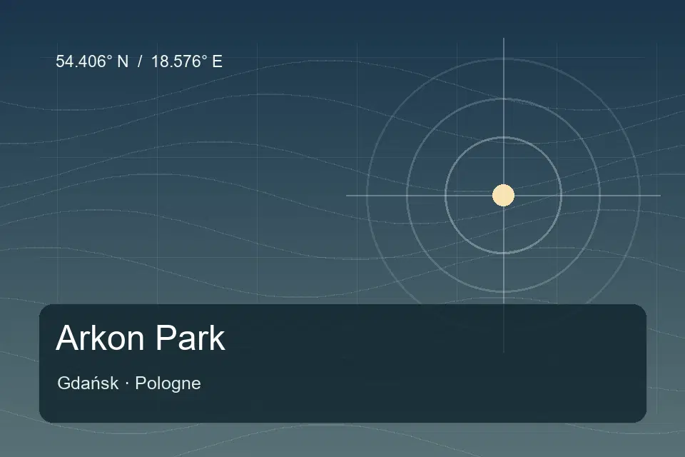 Illustrated geographic marker for Arkon Park in Gdańsk