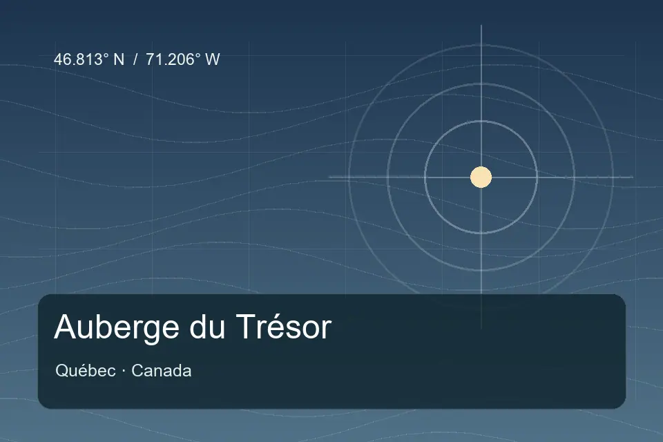 Illustrated geographic marker for Auberge du Trésor in Québec