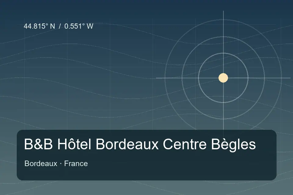 Illustrated geographic marker for B&B Hôtel Bordeaux Centre Bègles in Bordeaux