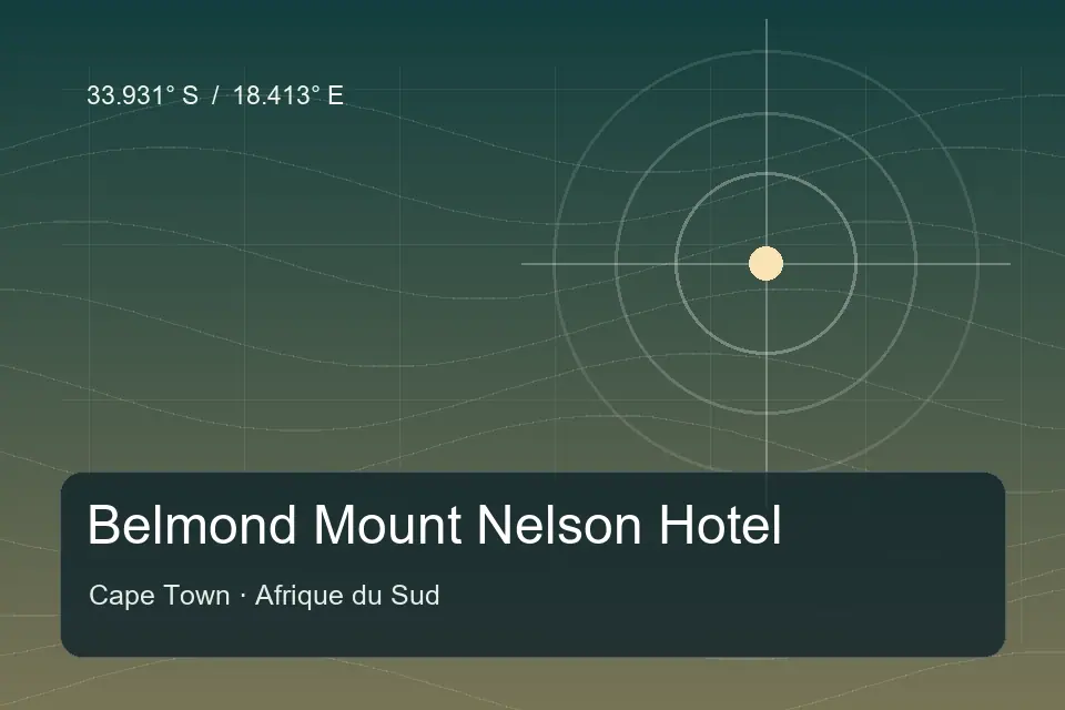 Illustrated geographic marker for Belmond Mount Nelson Hotel in Cape Town