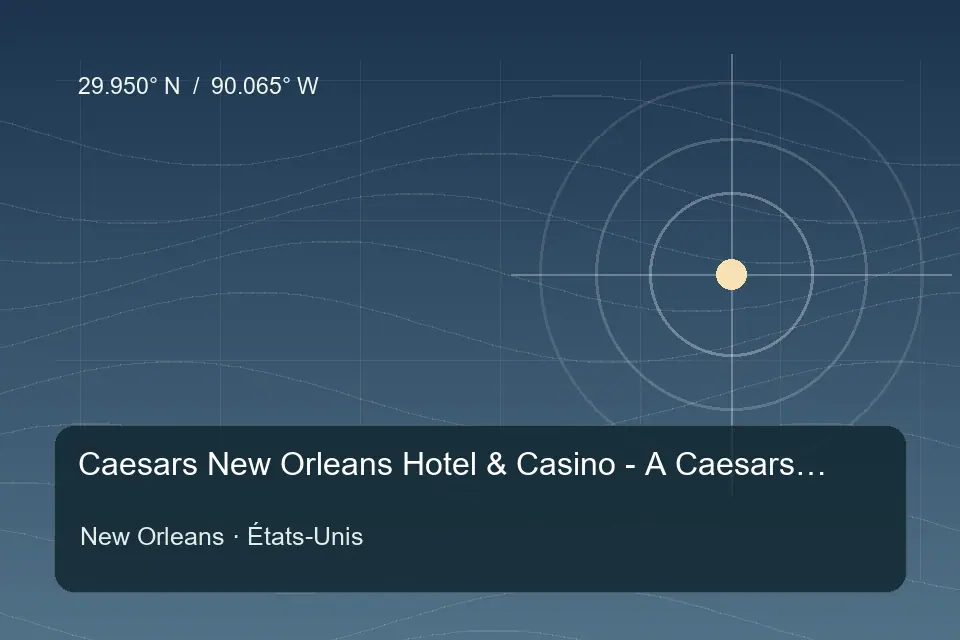 Illustrated geographic marker for Caesars New Orleans Hotel & Casino - A Caesars Rewards Destination in New Orleans