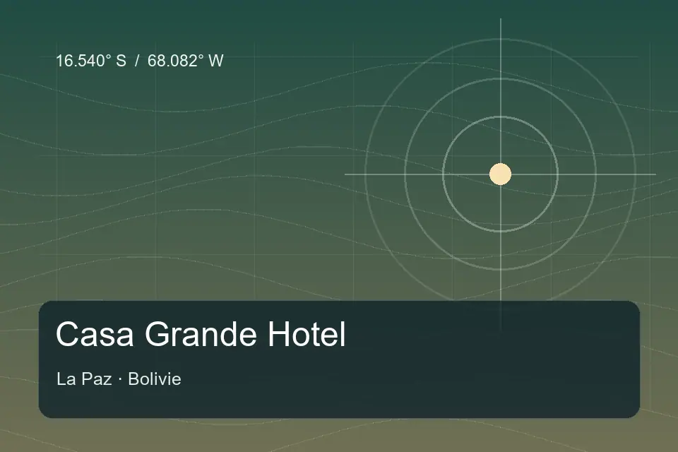 Illustrated geographic marker for Casa Grande Hotel in La Paz