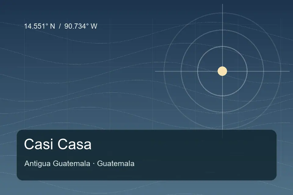 Illustrated geographic marker for Casi Casa in Antigua Guatemala
