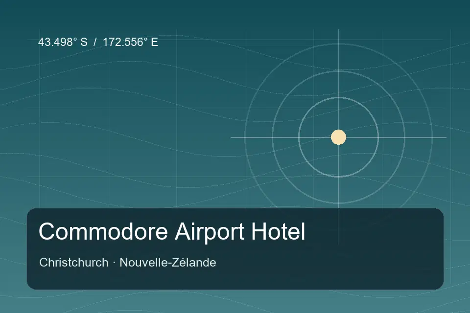 Illustrated geographic marker for Commodore Airport Hotel in Christchurch