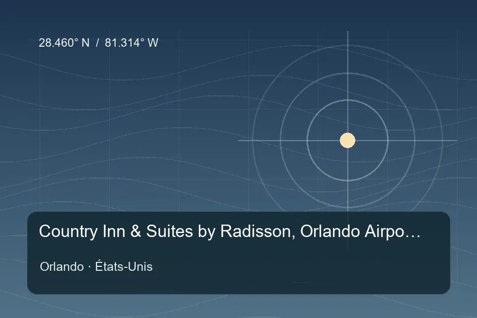 Illustrated geographic marker for Country Inn & Suites by Radisson, Orlando Airport, FL in Orlando