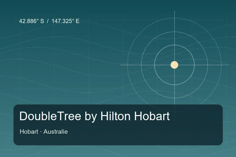 Illustrated geographic marker for DoubleTree by Hilton Hobart in Hobart