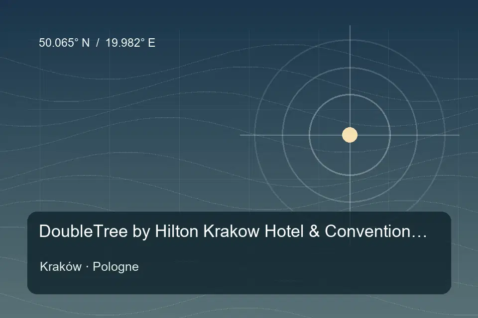 Illustrated geographic marker for DoubleTree by Hilton Krakow Hotel & Convention Center in Kraków