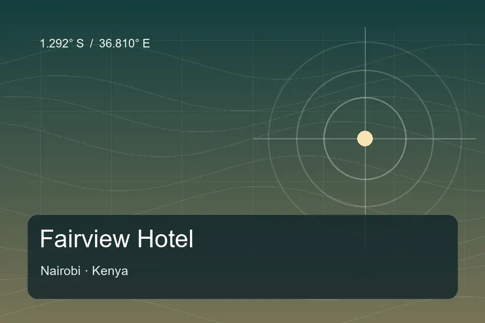 Illustrated geographic marker for Fairview Hotel in Nairobi