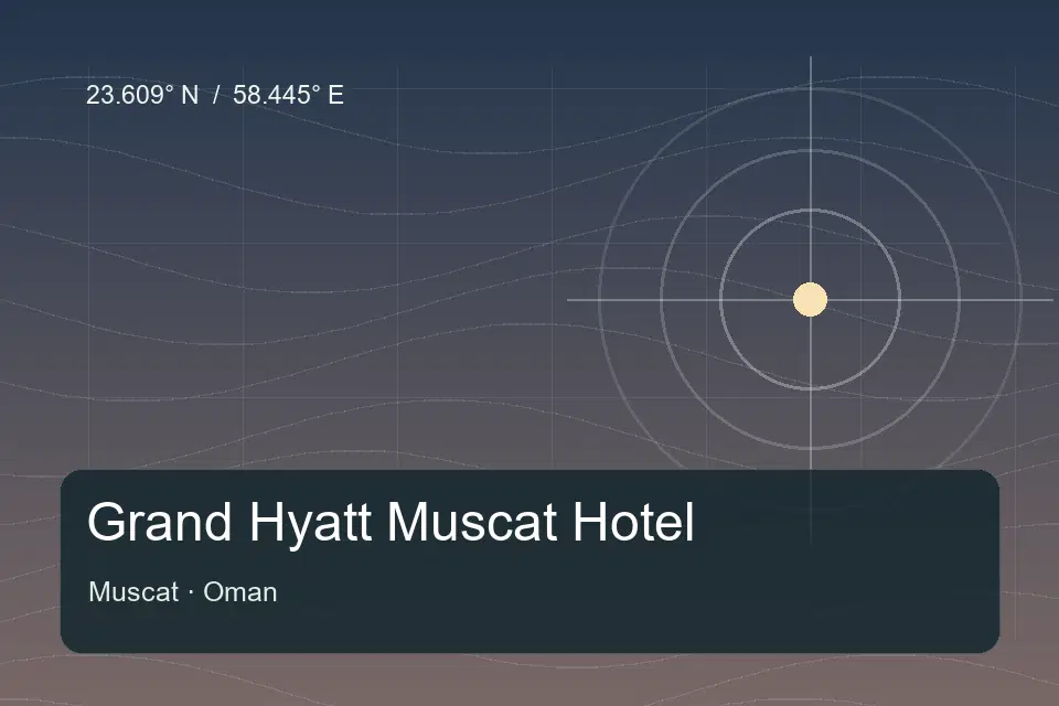 Illustrated geographic marker for Grand Hyatt Muscat Hotel in Muscat