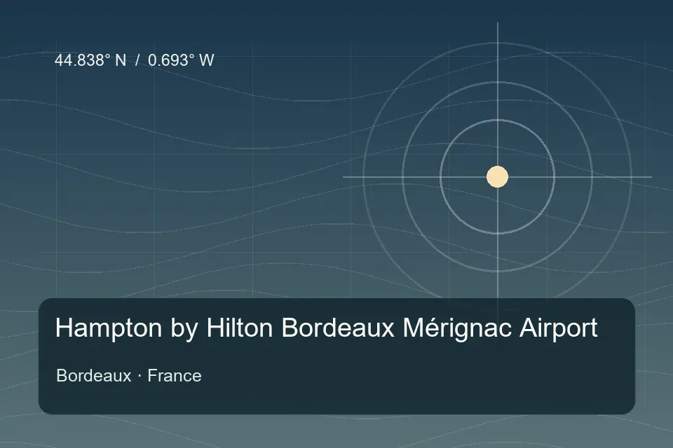 Illustrated geographic marker for Hampton by Hilton Bordeaux Mérignac Airport in Bordeaux