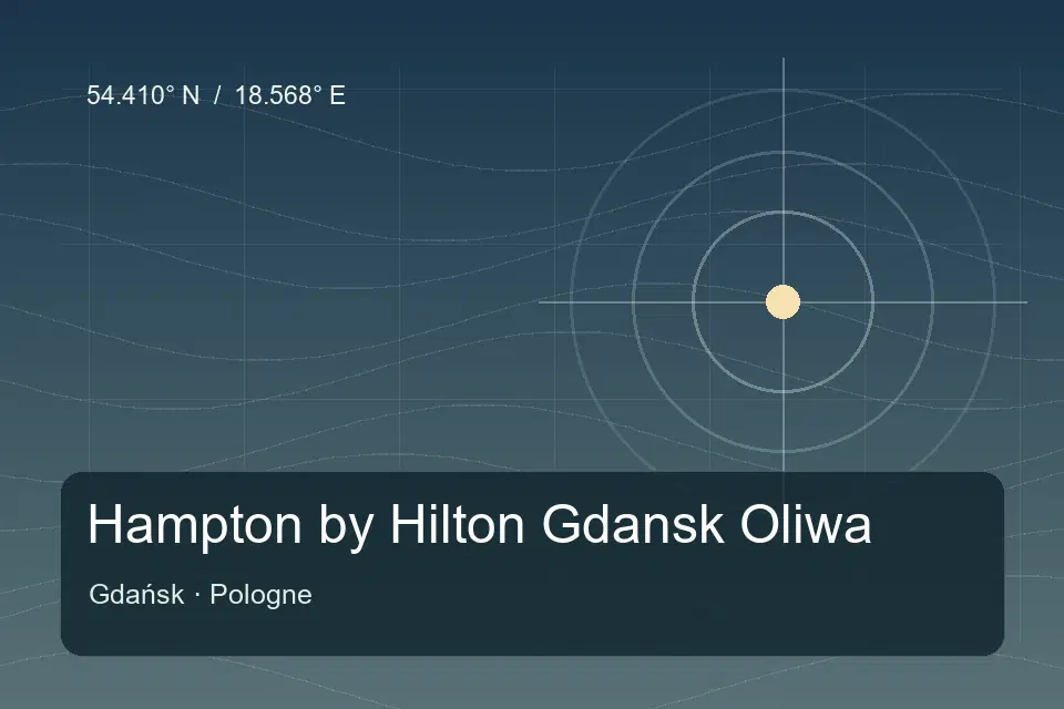 Illustrated geographic marker for Hampton by Hilton Gdansk Oliwa in Gdańsk