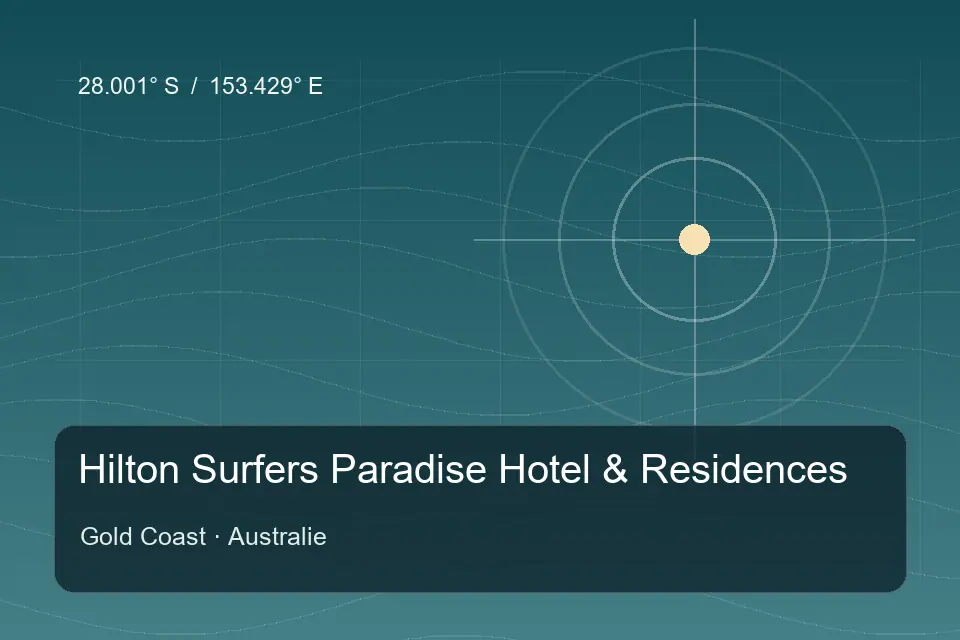Illustrierter geografischer Orientierungspunkt für Hilton Surfers Paradise Hotel & Residences in Gold Coast