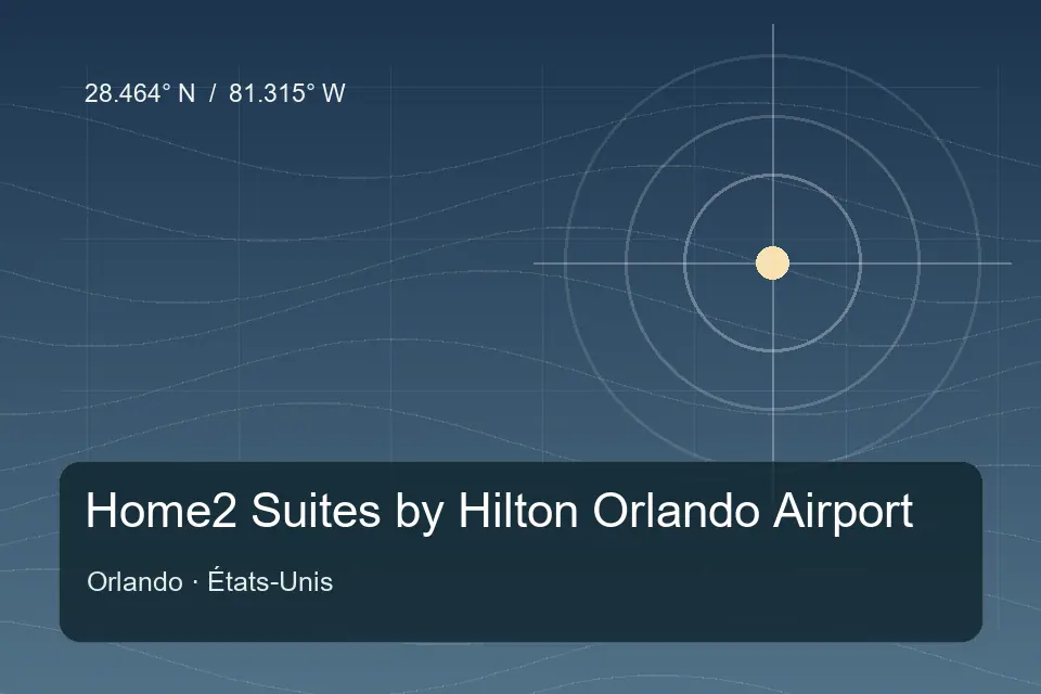 Illustrated geographic marker for Home2 Suites by Hilton Orlando Airport in Orlando