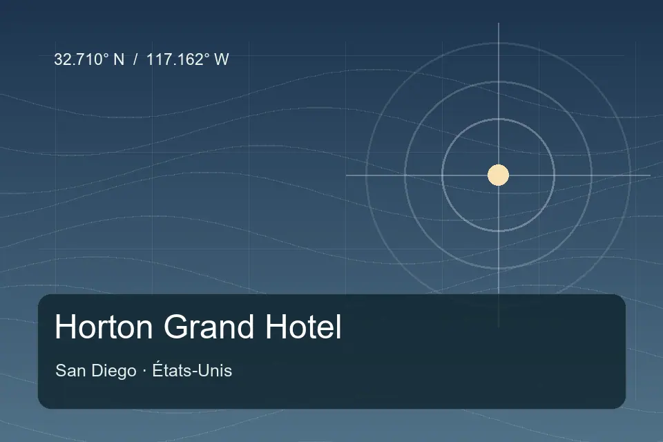 Illustrated geographic marker for Horton Grand Hotel in San Diego