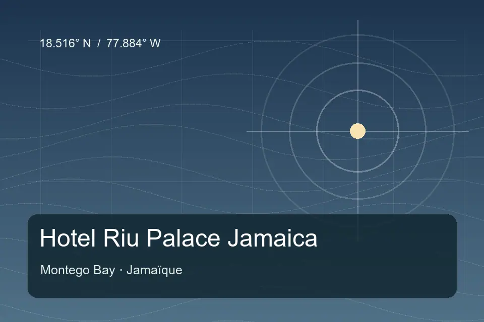 Illustrated geographic marker for Hotel Riu Palace Jamaica in Montego Bay