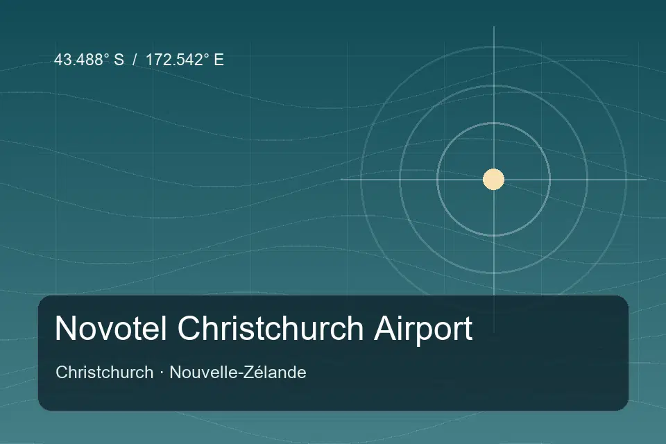 Illustrated geographic marker for Novotel Christchurch Airport in Christchurch