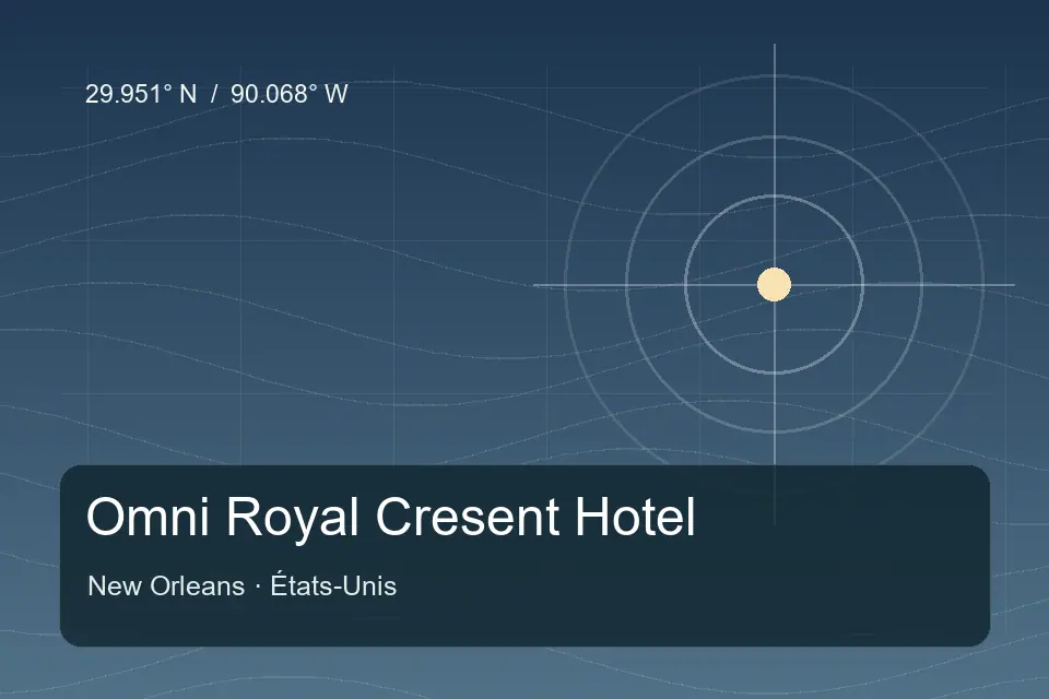 Illustrated geographic marker for Omni Royal Cresent Hotel in New Orleans