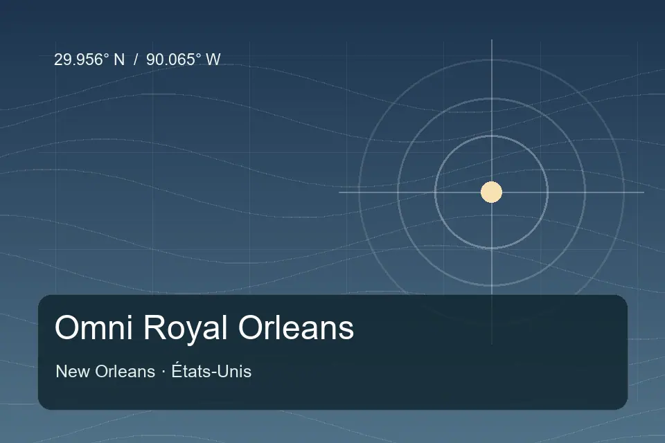 Illustrated geographic marker for Omni Royal Orleans in New Orleans