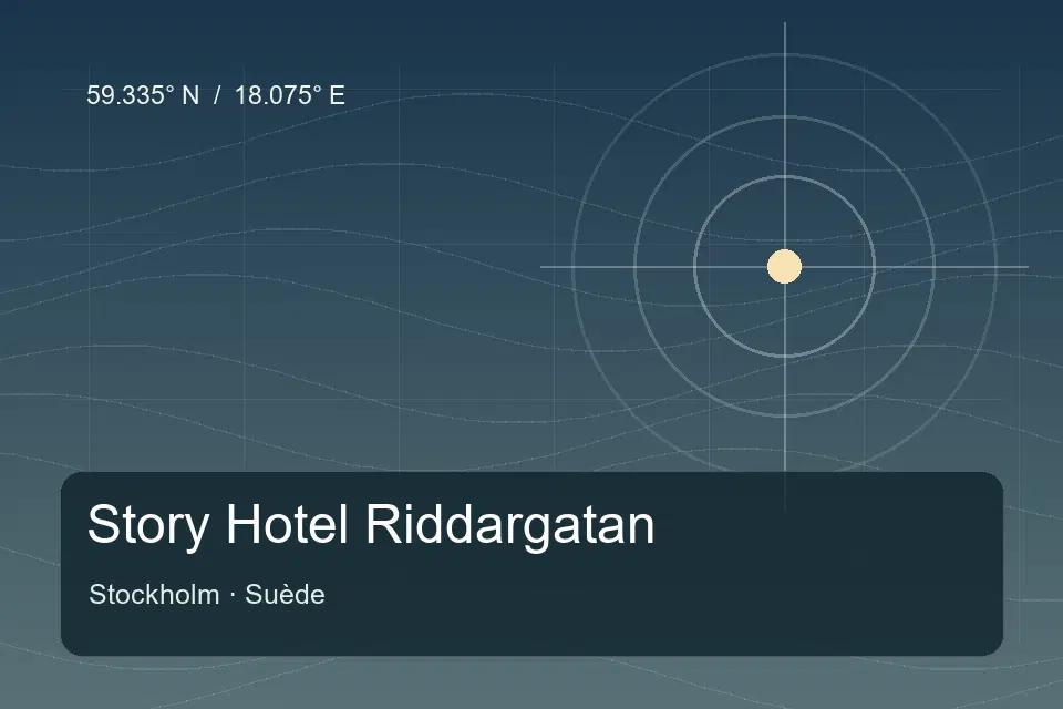 Illustrated geographic marker for Story Hotel Riddargatan in Stockholm